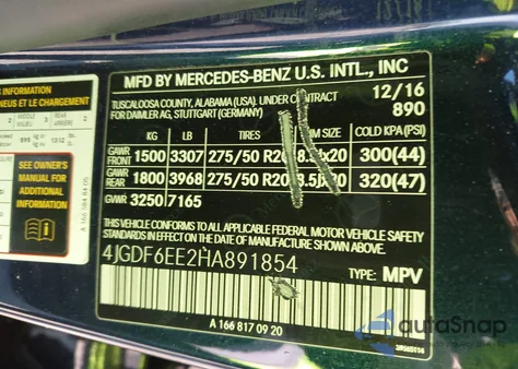 2017 Mercedes-Benz Gls 450 4Matic z USA, uszkodzony, nr VIN 4JGDF6EE2HA891854